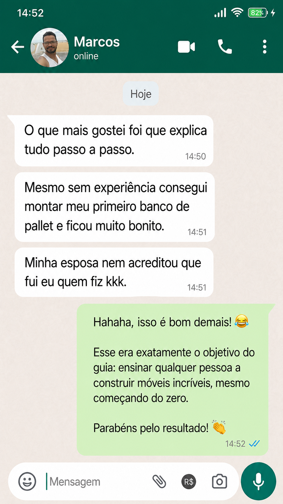 Depoimento de Marcos no WhatsApp